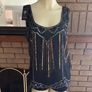 Visión for Innovation Elegant Black Sequin Women's Blouse